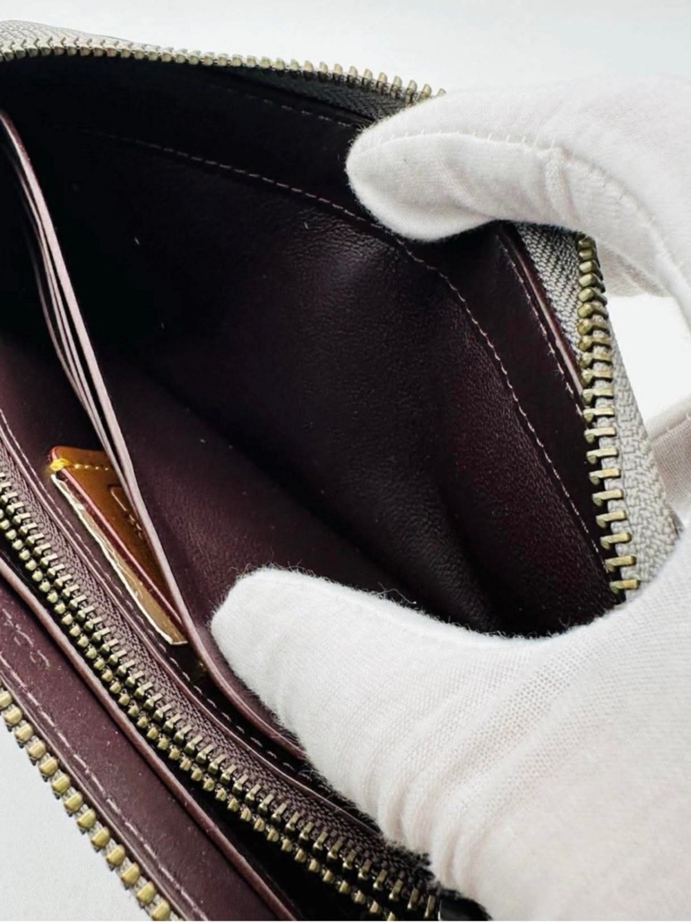 Coach Quilted Chevron Studded Zip Wallet in Gray - Picture 13 of 16